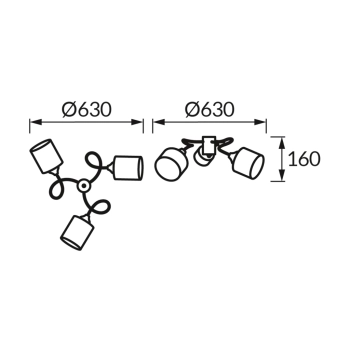 Paksa 3G lampa sufitowa 3xE27 czarna złota