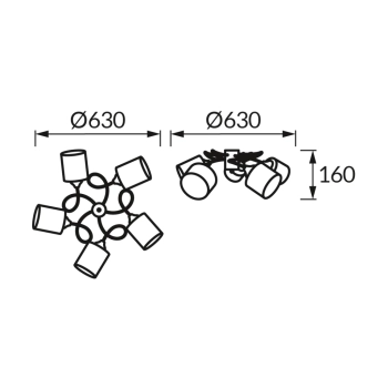 Paksa 5G lampa sufitowa 5xE27 czarna złota