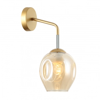 Borgo kinkiet, lampa ścienna E27 WL-30843-1-GD+AMB złoty, szkło bursztynowe Italux