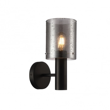 Sardo Rain kinkiet, lampa ścienna E27 WL-5581-1A-BK+RNSG czarna, szkło dymione mokre Italux