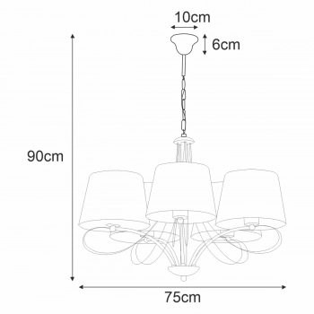 Irma lampa wisząca 5xE27 biała, srebrna K-4071