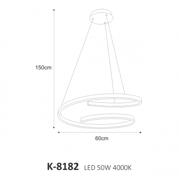 Koloso lampa wisząca 50W LED 3250 lm 4000K biała K-8182