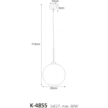 Lambert lampa wisząca 1xE27 czarna, przezroczysta K-4855