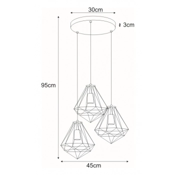 Marko lampa wisząca 3xE27 czarna K-4006