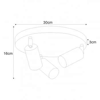 Monti lampa sufitowa 3xGU10 czarna K-4455