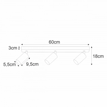 Monti reflektor spot 3xGU10 czarna K-4727