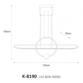 Rad lampa wisząca 80W LED 5200 lm 4000K czarno-złota K-8190