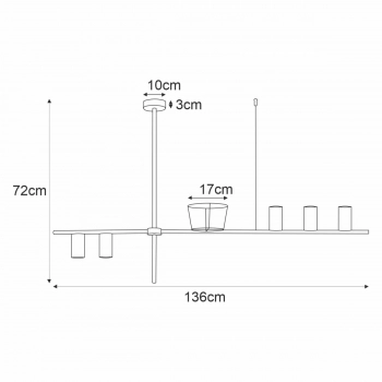 Rocco lampa sufitowa 5xGU10 czarna K-4756