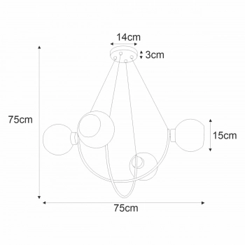 Sirius lampa wisząca 4xE27 czarna, grafitowa K-2628