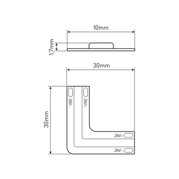 Prime COB łącznik typ L 10mm LED 24V IP20 zimna biała do taśm 12W/m
