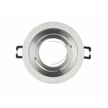 Orosa oprawa halogenowa sufitowa okrągła ruchoma, odlew stopu aluminium srebrna szczotkowana 35 W MR16 G5,3 lub PAR16 GU