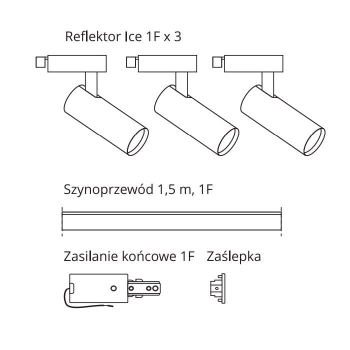 Ice SET 1F szynoprzewód biały 3xGU10