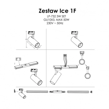 Ice SET zestaw 1F 3xGU10 czarny LP-732 3W BK SET