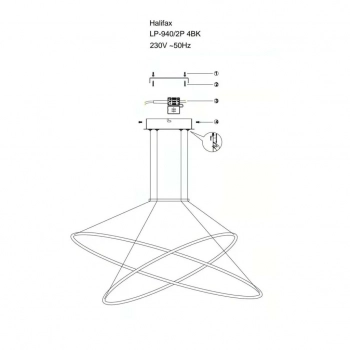 Halifax lampa wisząca LED CCT czarna LP-940/2P BK CCT