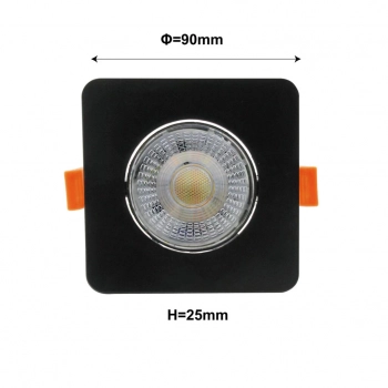Plus ruchome oczko podtynkowe LED 3W, 5W, 7W 622lm czarne CCT LP-1506/1RS BK Square