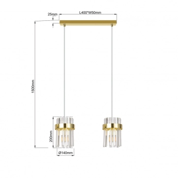 Vetro lampa wisząca 2xE14 złota LP-2910/2l GD