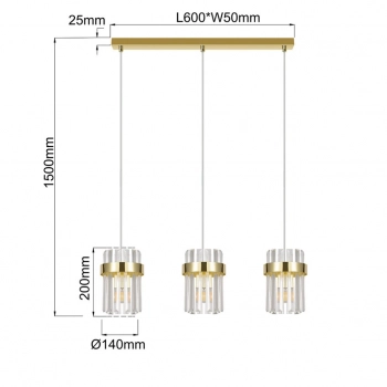 Vetro lampa wisząca 3xE14 złota LP-2910/3L GD