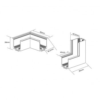 Łącznik L sufit-ściana podtynkowy Magnetic Slim 24V biały LP-656-MAG SLIM L RS kąt WH Light Prestige