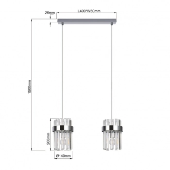 Vetro lampa wisząca 2xE14 chrom LP-2910/2L CH