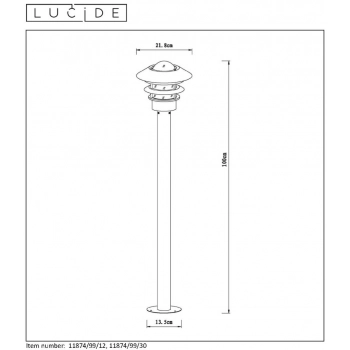 Zico 11874/99/12 lampa stojąca E27 IP44 satynowany chrom