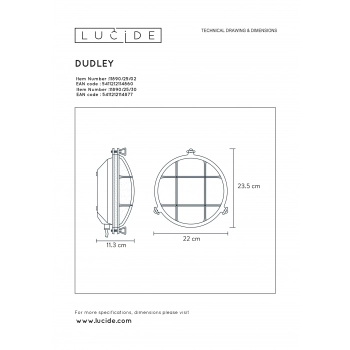 Dudley 11890/25/30 plafon zewnętrzny E27 IP65 czarny