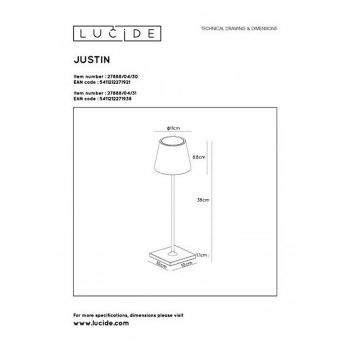 Justin lampa stojąca ogrodowa IP54 LED 2,2W 154lm 27888/04/30 czarna