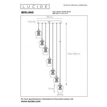 Berliane LED lampa wisząca 7x4W 7x150lm 2700K 00430/28/60