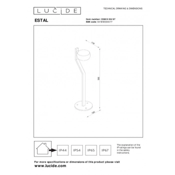 Estal LED IP54 lampka stojąca 9W 540lm 2700K 33803/08/97