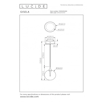 Gisela LED lampa wisząca 3,6W 335lm 2700K 13494/04/60