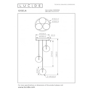 Gisela LED lampa wisząca 3x3,6W 3x348lm 2700K 13494/11/62