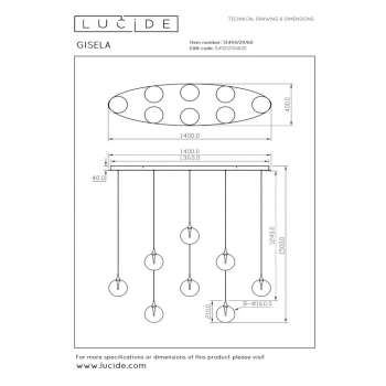 Gisela LED lampa wisząca 8x3,6W 8x346lm 2700K 13494/29/60