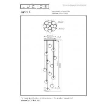 Gisela LED lampa wisząca 12x3,6W 12x316lm 2700K 13494/44/60