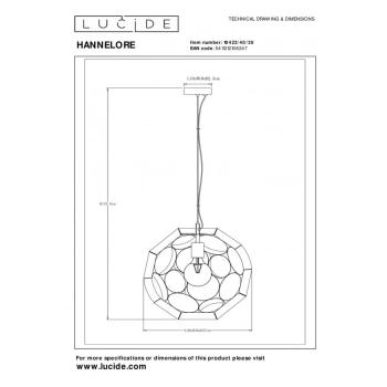 Hannelore lampa wisząca 1xE27 10423/40/30