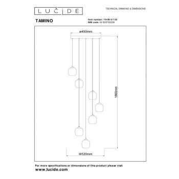 Tamino LED lampa wisząca 7x7W 3300lm 3000K 74419/07/30