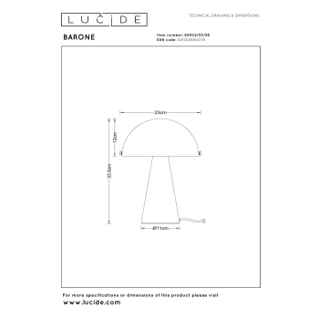 Barone lampka stołowa 1xE27 kremowa 65502/33/38