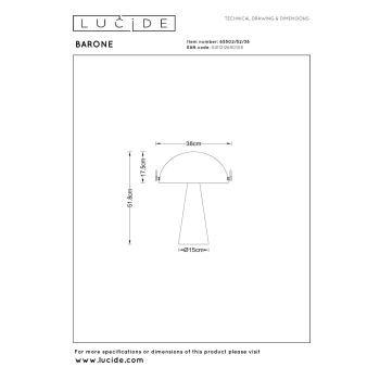 Barone lampka stołowa 1xE27 kremowa 65502/52/38