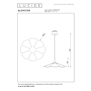 Blomster lampa wisząca LED 9W 570 3000K zielona 77493/07/33