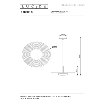 Carmino lampa wisząca LED 8W 700 3000K taupe 77492/07/41