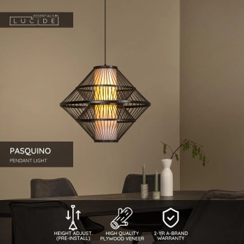 Pasquino lampa wisząca 1xE27 czarna 21445/60/30