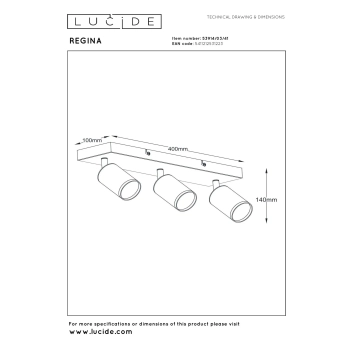 Regina lampa sufitowa 3xGU10 taupe 53914/03/41