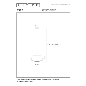 Runa lampa wisząca 1xE27 różowa 21443/35/66