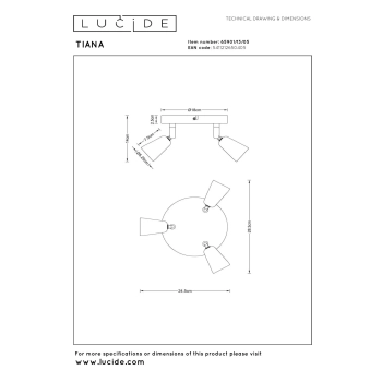 Tiana lampa sufitowa 3xGU10 szampański 65901/13/05
