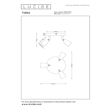 Tiana lampa sufitowa 3xGU10 25W taupe 65901/13/41