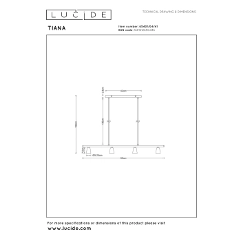 Tiana lampa wisząca 4xGU10 taupe 65401/04/41