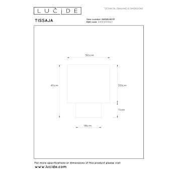 Tissaja lampka stołowa 1xE27 biała 06528/41/31