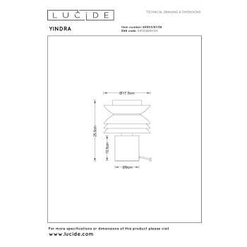 Yindra lampka stołowa 1xE27 kremowa 65503/01/38