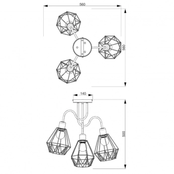 Bergen lampa sufitowa 3xE27 czarny mat