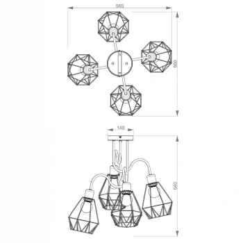 Bergen lampa sufitowa 4xE27 czarny mat