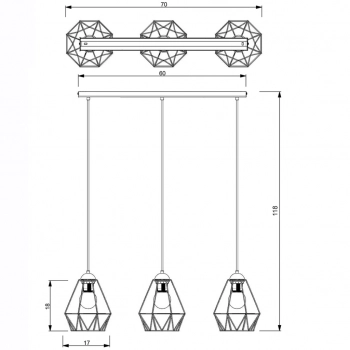 Bergen lampa wisząca 3xE27 czarny mat