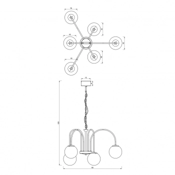 Cambridge lampa wisząca 6xE14 czarny mat